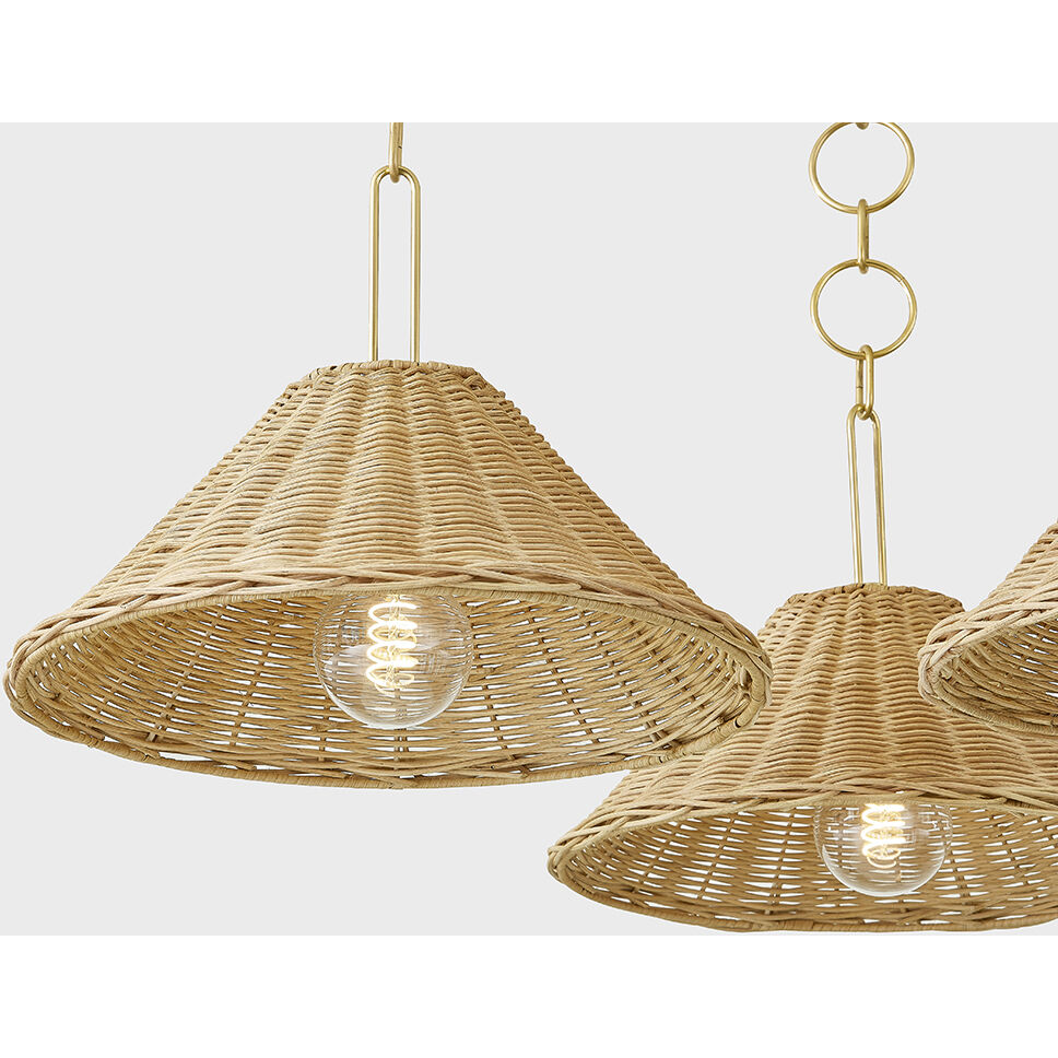 Dalia 3 Light 38.5 inch Aged Brass Chandelier Ceiling Light